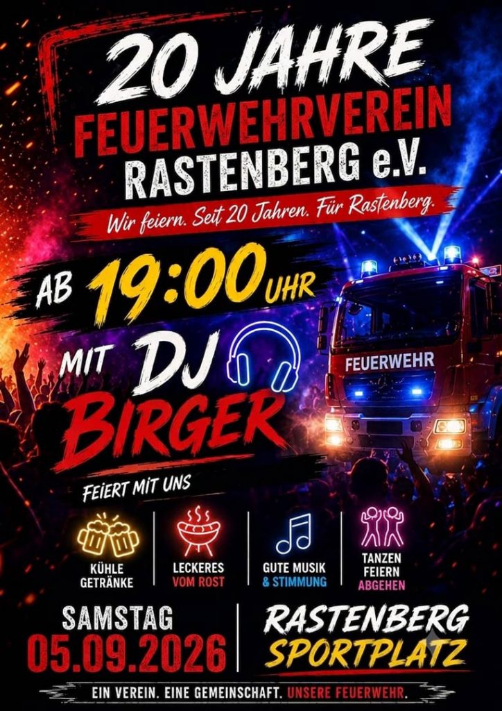 20 Jahre Feuerwehrverein Rastenberg e. V. Rastenberg